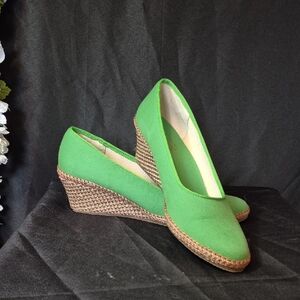Green Wedge Espadrille Pumps for Women